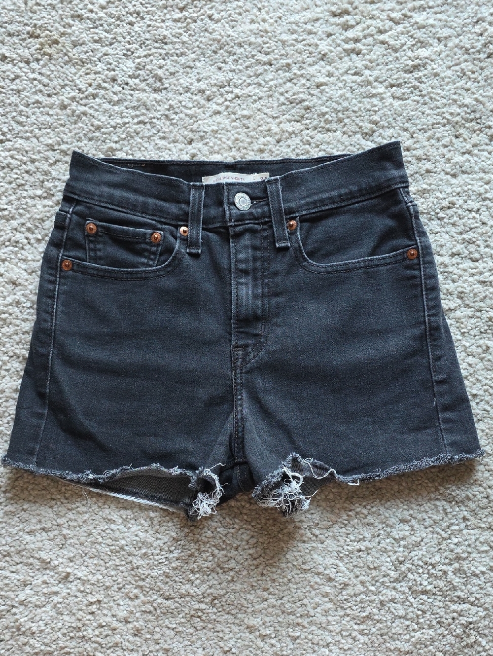 Levi's Black Denim Cutoff Shorts with Raw Frayed Hem